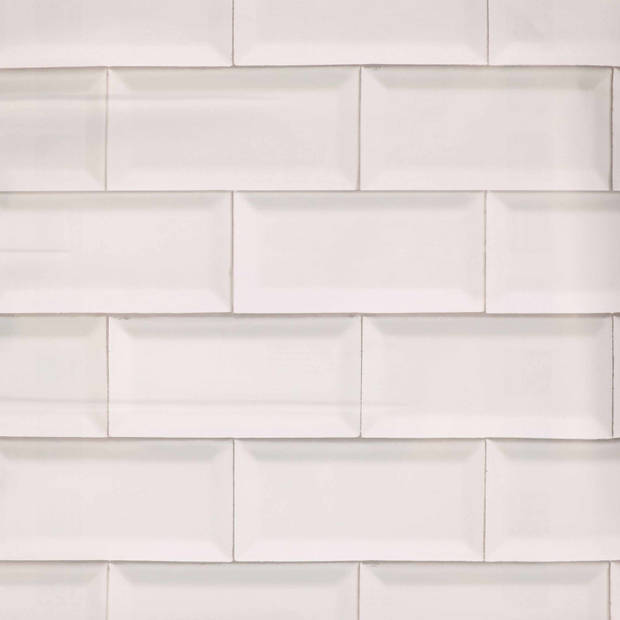 Decoratie plakfolie tegels look wit 45 cm x 2 meter zelfklevend - Decoratiefolie - Meubelfolie