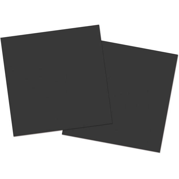 20x stuks servetten van papier zwart 33 x 33 cm - Feestservetten