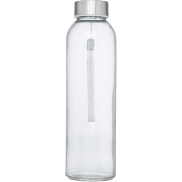 Glazen waterfles/drinkfles met grijze softshell bescherm hoes 500 ml - Drinkflessen