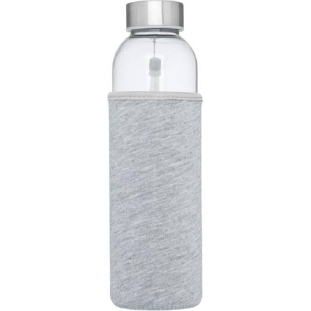 2x stuks glazen waterfles/drinkfles met grijze softshell bescherm hoes 500 ml - Drinkflessen