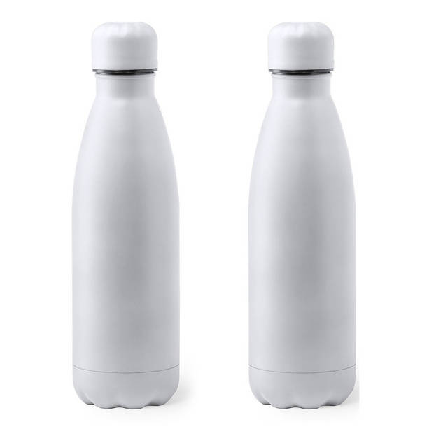 2x Stuks Rvs waterfles/drinkfles wit met schroefdop 790 ml - Drinkflessen