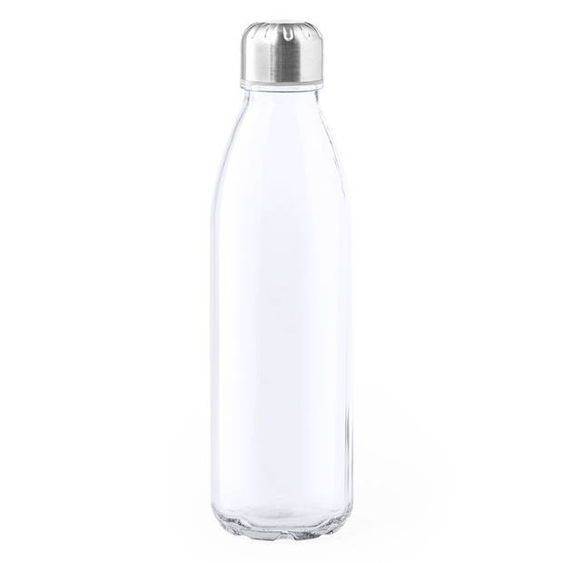 2x Stuks glazen waterfles/drinkfles transparant met Rvs dop 500 ml - Drinkflessen