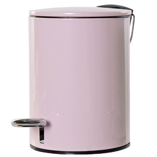 Metalen vuilnisbak/pedaalemmer roze 3 liter 23 cm - Pedaalemmers