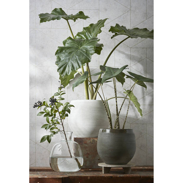 Mica Decorations Plantenpot - keramiek - creme wit - 16 x 13 cm - Plantenpotten