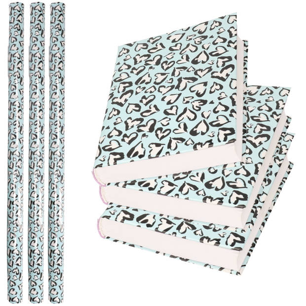 3x Rollen kadopapier / schoolboeken kaftpapier Noah blauw 200 x 70 cm - Kaftpapier