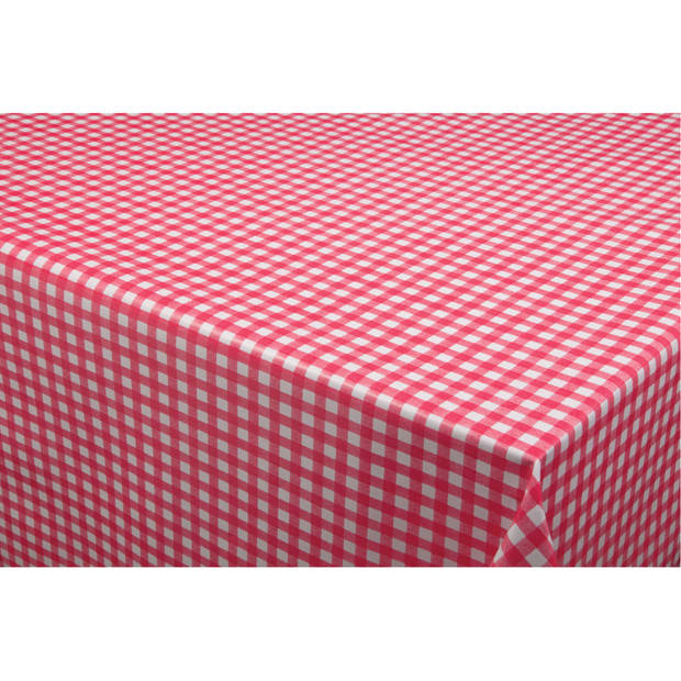 Tafelzeil/tafelkleed boeren ruit rood/wit 140 x 220 cm - Tafelzeilen