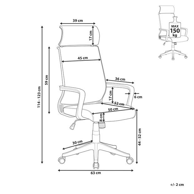 Beliani LEADER - Bureaustoel-Grijs-Mesh