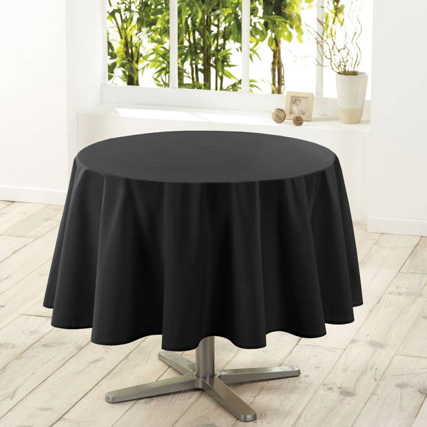 Zwart tafelkleed van polyester rond 180 cm - Tafellakens