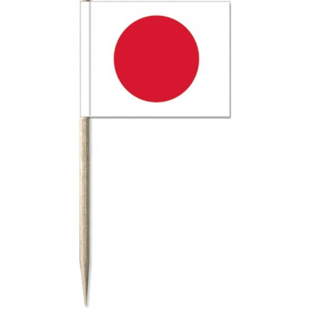 150x Vlaggetjes prikkers Japan 8 cm hout/papier - Cocktailprikkers
