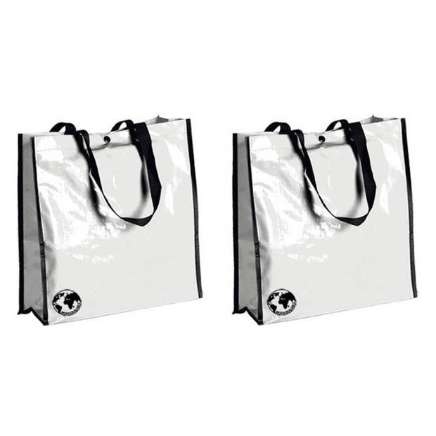 2x stuks eco boodschappen shopper tas wit 38 x 38 cm - Shoppers