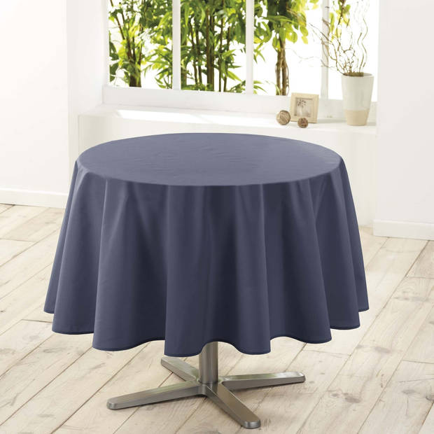 Donkerblauw tafelkleed van polyester rond 180 cm - Tafellakens