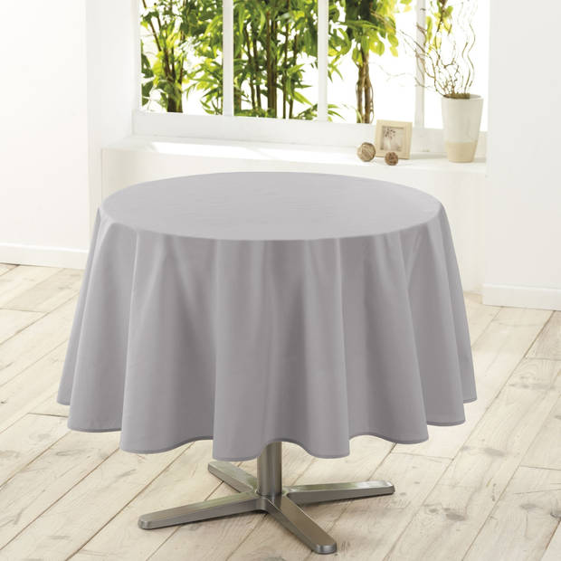 Lichtgrijs tafelkleed van polyester rond 180 cm - Tafellakens