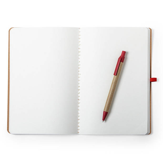 Natuurlijn schriftje/notitieboekje karton/rood met elastiek A5 formaat - Schriften