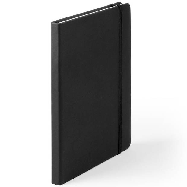 Set van 3x stuks luxe schriftjes/notitieboekjes zwart met elastiek A5 formaat - Schriften