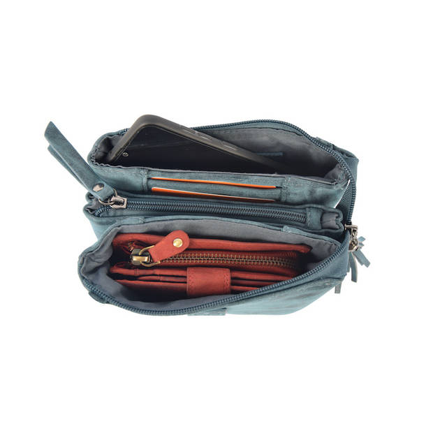 Tas - tasssen - bags - Bag- Bicky Bernard- Harmonica 3-Vaks tasje - schoudertasje - crossbody tasje - donkerblauw