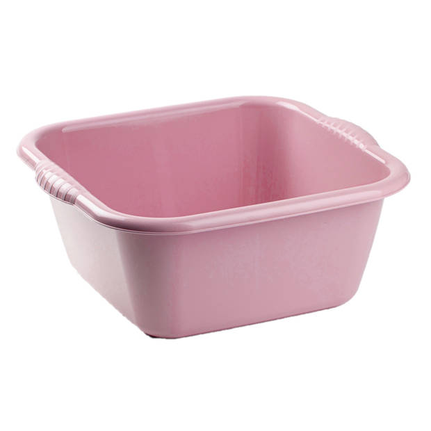 Kunststof teiltje/afwasbak vierkant 6 liter oud roze - Afwasbak