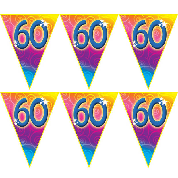 Verjaardag thema 60 jaar geworden feest vlaggenlijn van 5 meter - Vlaggenlijnen