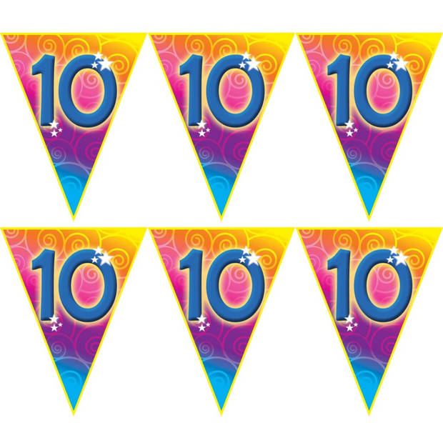 Verjaardag thema 10 jaar geworden feest vlaggenlijn van 5 meter - Vlaggenlijnen