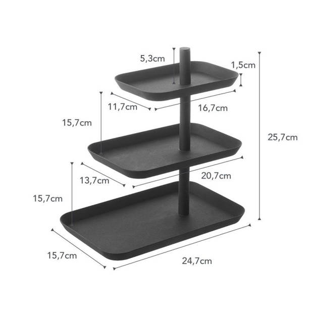 Yamazaki Etagere / Serveertoren Tower - Zwart - 3-Laags