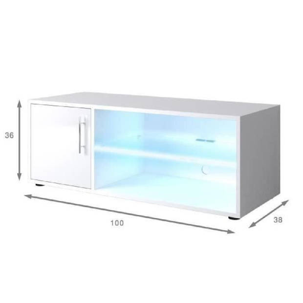 KORA Hedendaagse TV-kast met LED-verlichting wit gelakt - L 100 cm