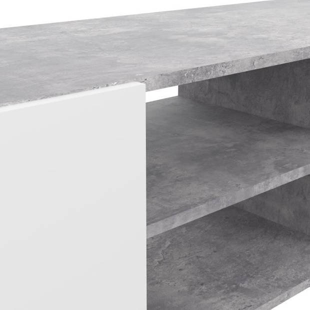 PILVI TV-standaard - Wit en lichtgrijs beton - L 185 x D 42 x H 31 cm