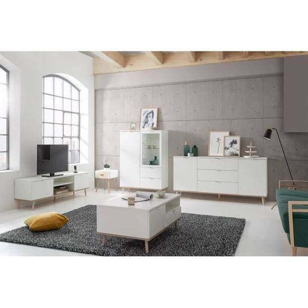 GÖTEBORG Scandinavische witte tv-meubel - L 160 cm
