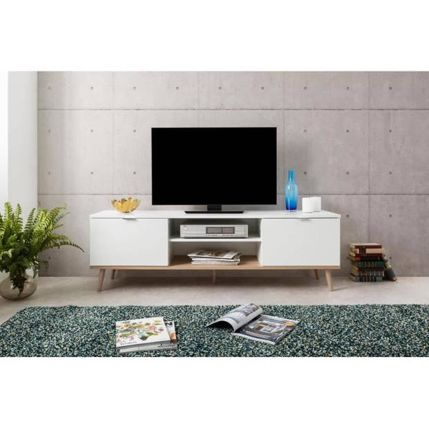 GÖTEBORG Scandinavische witte tv-meubel - L 160 cm