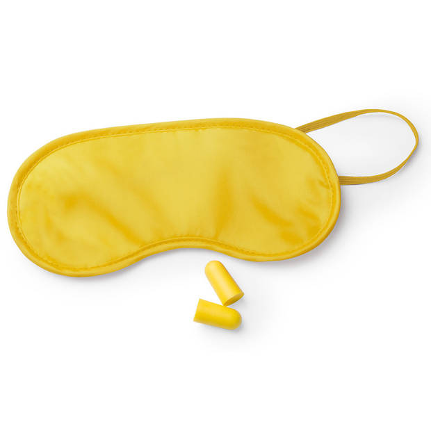 3x stuks slaapmasker geel met oordoppen - Slaapmaskers