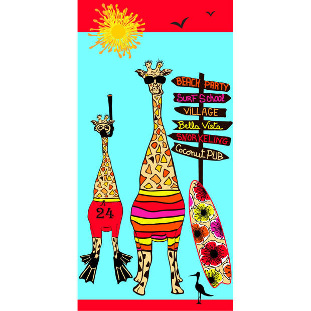 Strandlaken/badlaken giraffe print 70 x 140 cm - Strandlakens