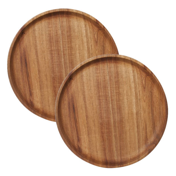 Kaarsenbord/kaarsenplateau bruin hout rond D22 cm - Kaarsenplateaus