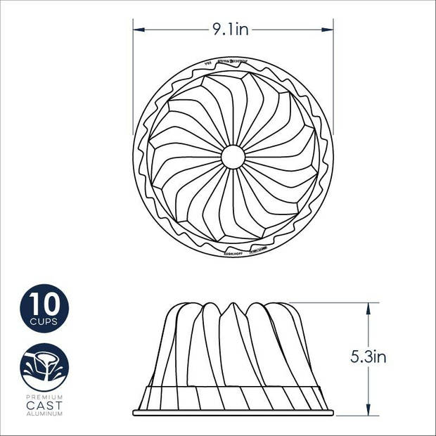 Nordic Ware - Tulband Bakvorm "Kugelhopf Bundt Pan'" - Nordic Ware Sparkling Silver Holiday