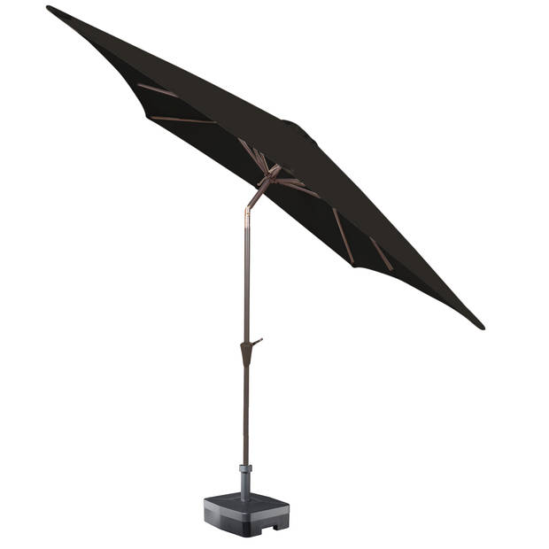 Kopu® Malaga Parasol Vierkant 200x200 cm met Knikarm - Zwart