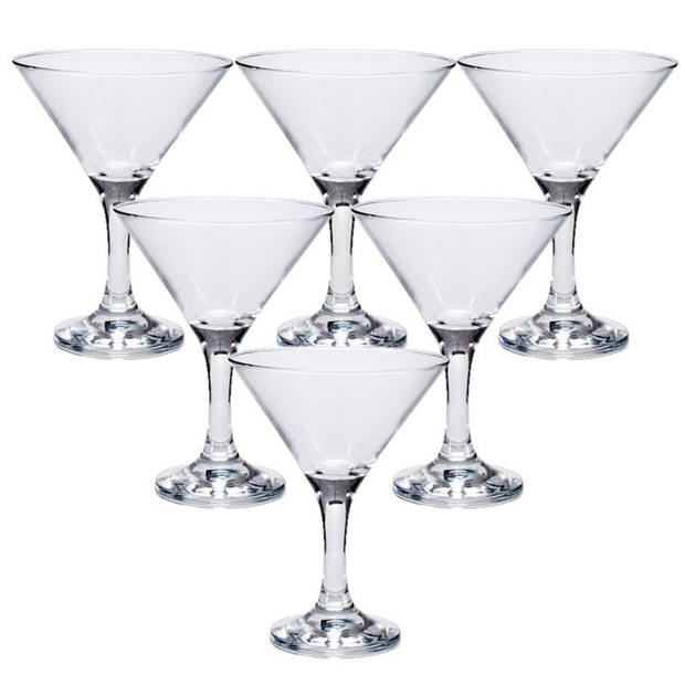 Pasabahce Cocktail/martini glazen - Set van 6x stuks - transparant - 190 ml - Cocktailglazen