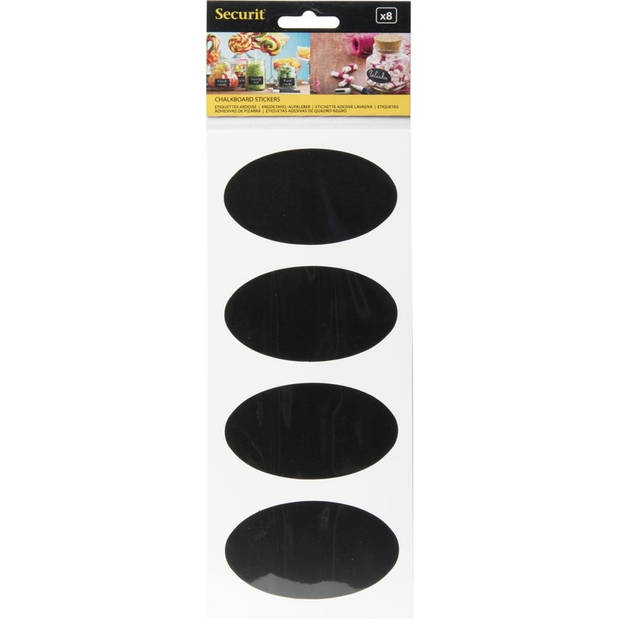 8x Krijtbordstickers ovaal 8 cm - Stickers
