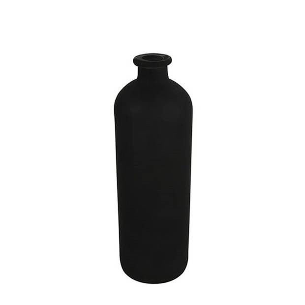 Countryfield Bloemenvaas/flesvaas Dawn - zwart glas - D11 x H33 cm - vaas - Vazen