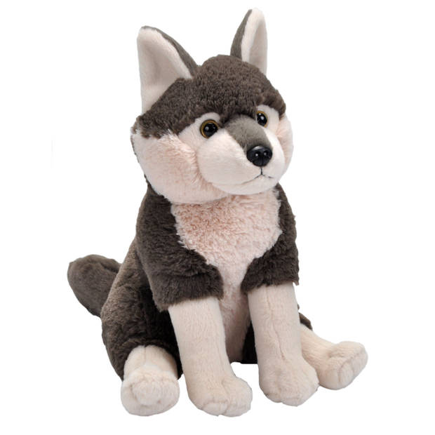 Pluche dieren knuffels Grijze wolf van 30 cm - Knuffeldier