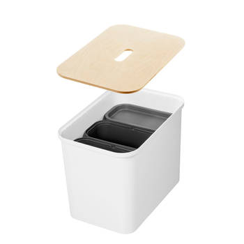 SmartStore - Collect Opbergbox 76 liter Set voor Afvalscheiden Box, Verdelers en Deksel - Polypropyleen - Wit