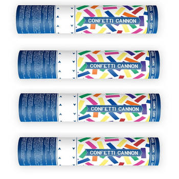 Feestpakket van 4x stuks confetti papier kanonnen kleuren mix 20 cm - Confetti