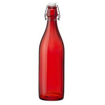 Rode giara waterflessen van 1 liter met dop - Decoratieve flessen