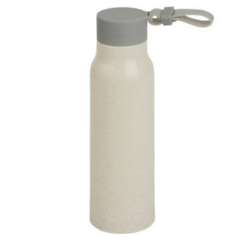 Glazen waterfles/drinkfles beige coating met kunststof schroefdop 300 ml - Drinkflessen