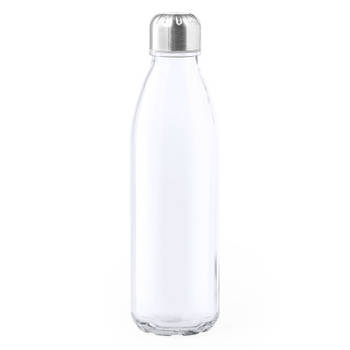 Glazen waterfles/drinkfles transparant met RVS dop 650 ml - Drinkflessen