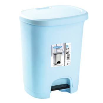 Kunststof afvalemmers/vuilnisemmers lichtblauw 8 liter met pedaal - Pedaalemmers
