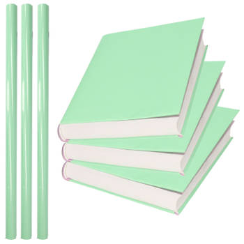 3x Rollen kadopapier / schoolboeken kaftpapier pastel groen 200 x 70 cm - Kaftpapier