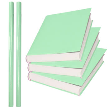2x Rollen kadopapier / schoolboeken kaftpapier pastel groen 200 x 70 cm - Kaftpapier