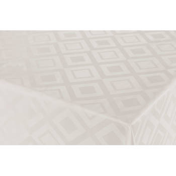 Tafelzeil/tafelkleed Damast witte ruiten print 140 x 300 cm - Tafelzeilen