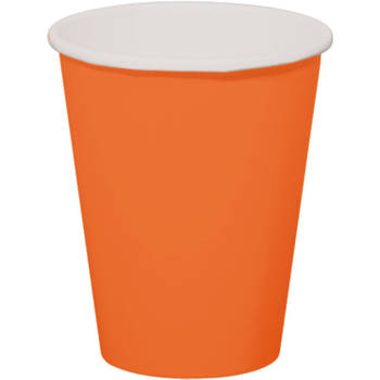 8x stuks drinkbekers van papier oranje 350 ml - Feestbekertjes