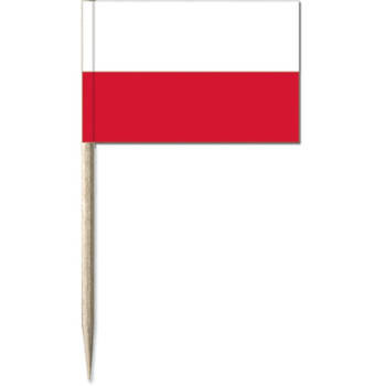 150x Vlaggetjes prikkers Polen 8 cm hout/papier - Cocktailprikkers