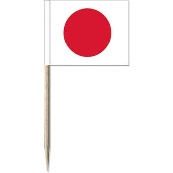 100x Vlaggetjes prikkers Japan 8 cm hout/papier - Cocktailprikkers