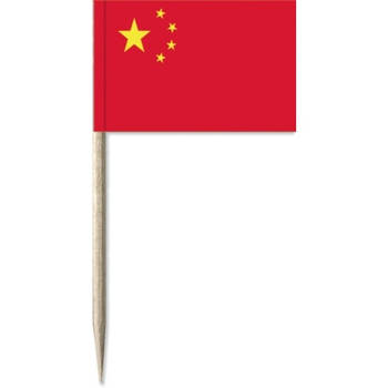 100x Cocktailprikkers China 8 cm vlaggetje landen decoratie - Cocktailprikkers