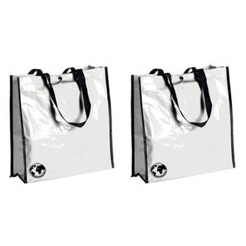 2x stuks eco boodschappen shopper tas wit 38 x 38 cm - Shoppers